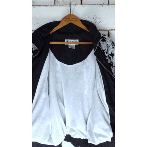 Vintage 90s black and white graphic floral print windbreaker jacket - Picture 6 of 7